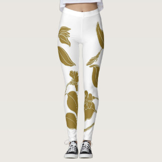 Gold Floral Leggings
