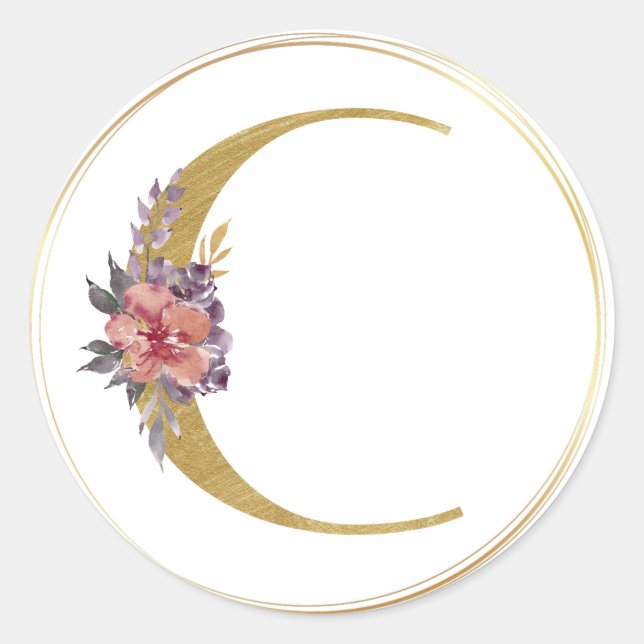 Gold Floral Letter C Monogram Seal (Front)