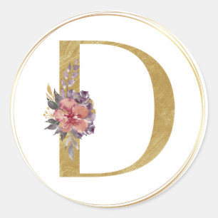 Gold Floral Letter D Monogram Seal