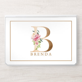 Gold floral lettering Monogram B HP Laptop Skin