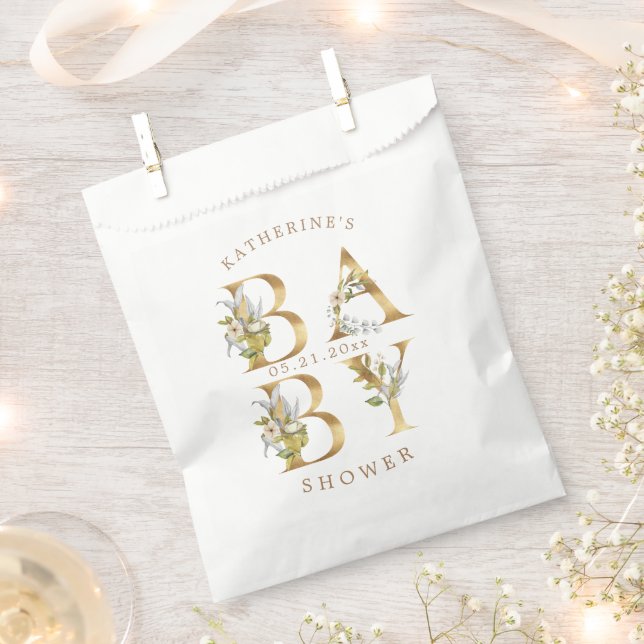 gold floral letters baby shower monogram  favor bag (Clipped)