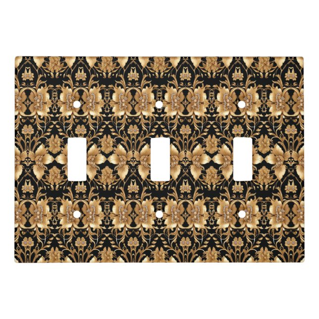 Gold Floral Light Switch Cover (Front)