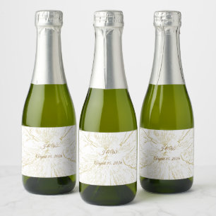 Gold Floral Line Art Botanical Wedding Mini Sparkling Wine Label