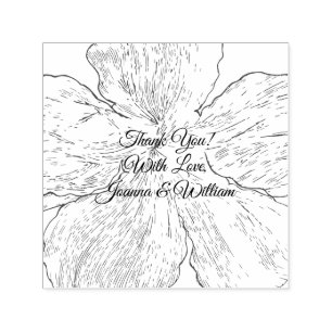 Gold Floral Line Art Botanical Wedding Thank You  Self-inking Stamp