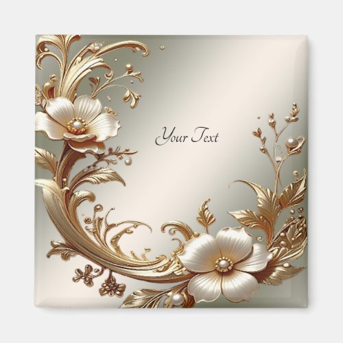 Gold Floral Magnet
