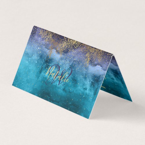 Gold floral mandala and confetti image business card