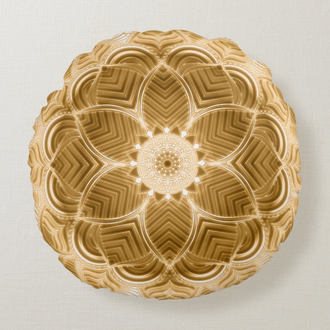 Gold Floral Mandala Pillow (Front)