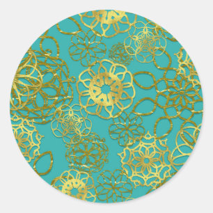 Gold Floral Mandalas Wedding Bridal Shower Party Classic Round Sticker