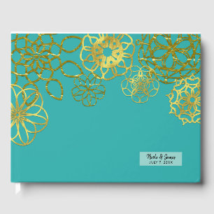 Gold Floral Mandalas Wedding Reception Party Guest Book