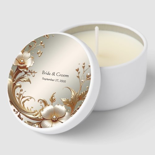 Gold Floral Mini Candle Favors