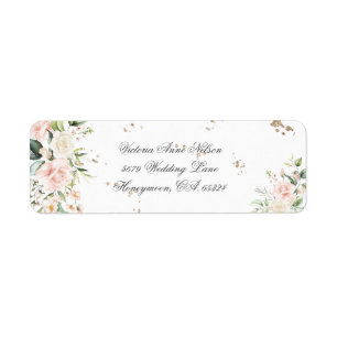 Gold Floral Modern Wedding Return Address Label