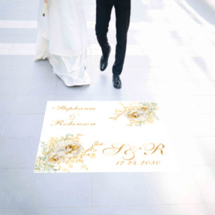 Gold Floral Monogram Logo Wedding Floor Decals