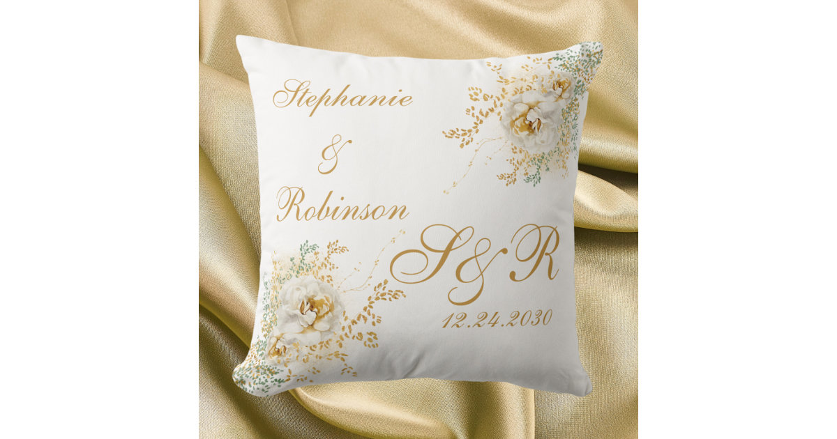 Gold Monogram Personalized Throw Pillow