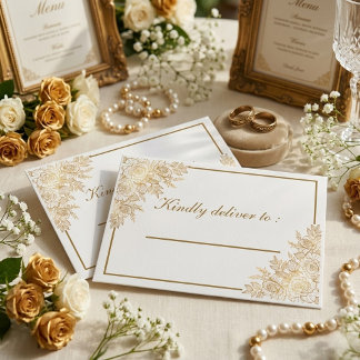 Gold Floral Mosque Elegance Muslim Wedding Address Envelope