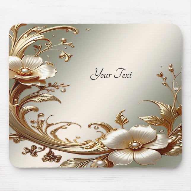 Gold Floral Mousepad (Front)