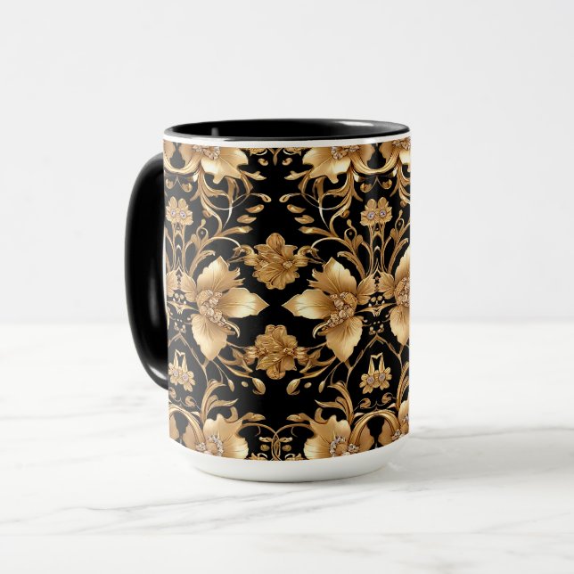 Gold Floral Mug (Front Left)