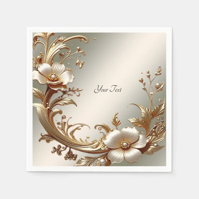 Gold Floral Napkins (Front)