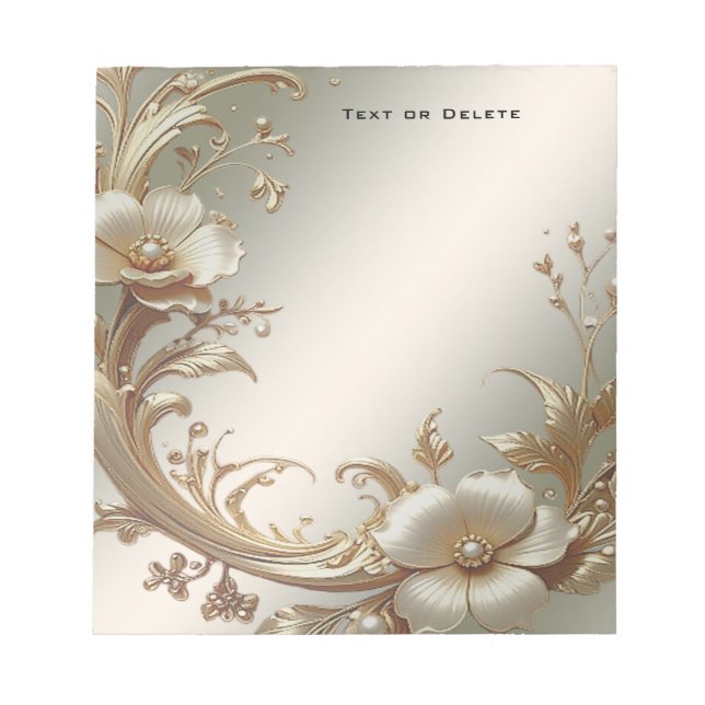 Gold Floral Notepad (Front)