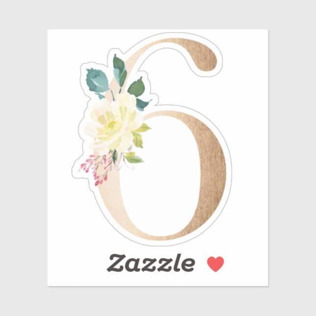 Gold floral numbers sticker (Sheet)