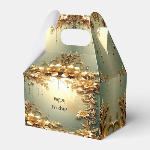 Gold Floral Ornaments Favor Box