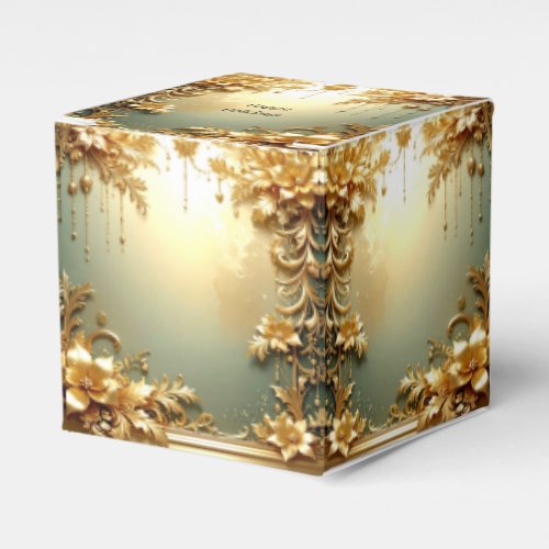 Gold Floral Ornaments Holiday Favor Box