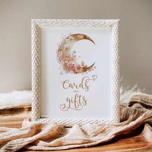 Gold floral Over the moon Cards and gifts Poster