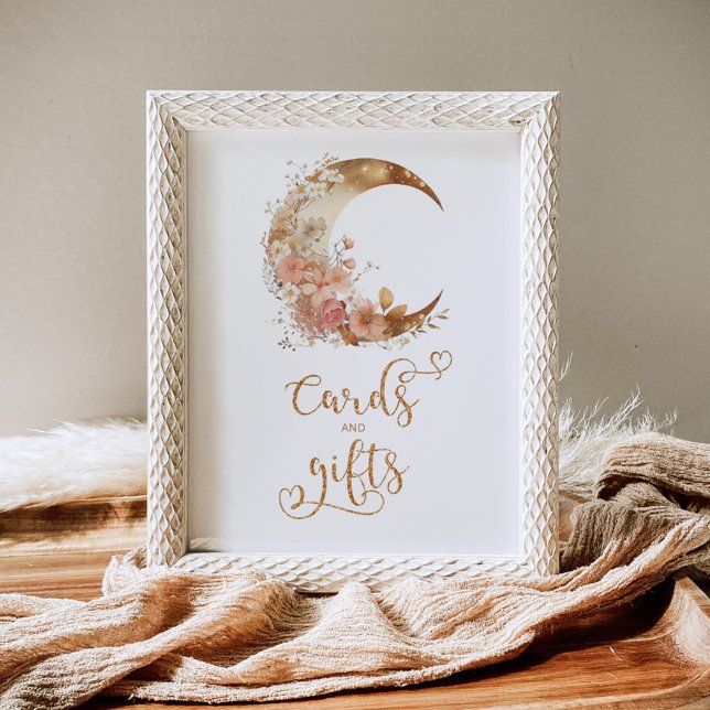Gold floral Over the moon Cards and gifts Poster (Creator Uploaded)