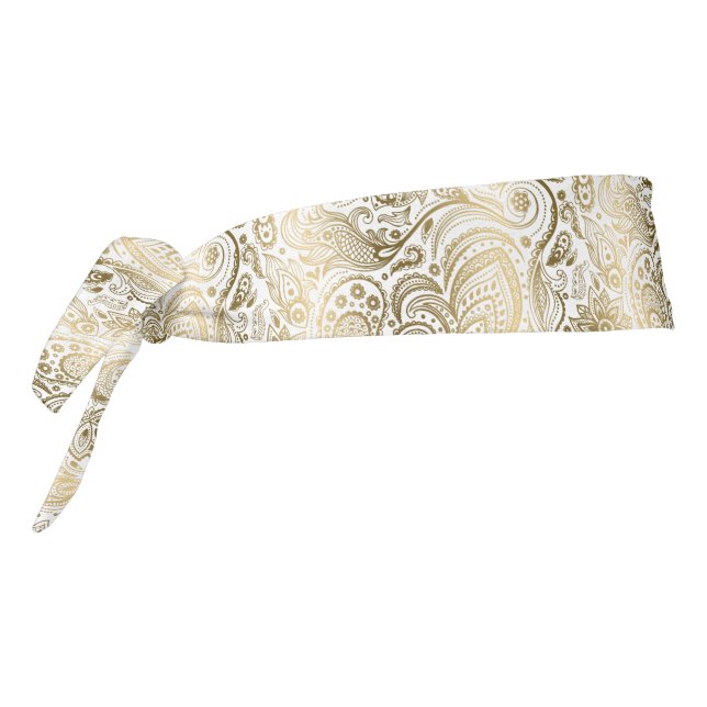Gold Floral Paisley Pattern Tie Headband (Rotate 270)