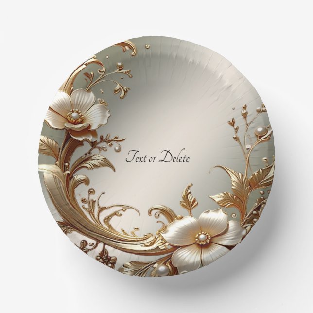 Gold Floral Paper Bowls (Front)