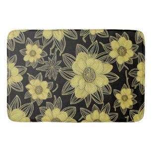 Gold Floral Pattern Bath Mat