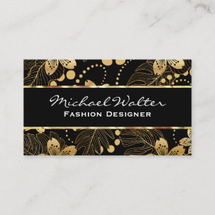 Gold Floral Pattern Business Card