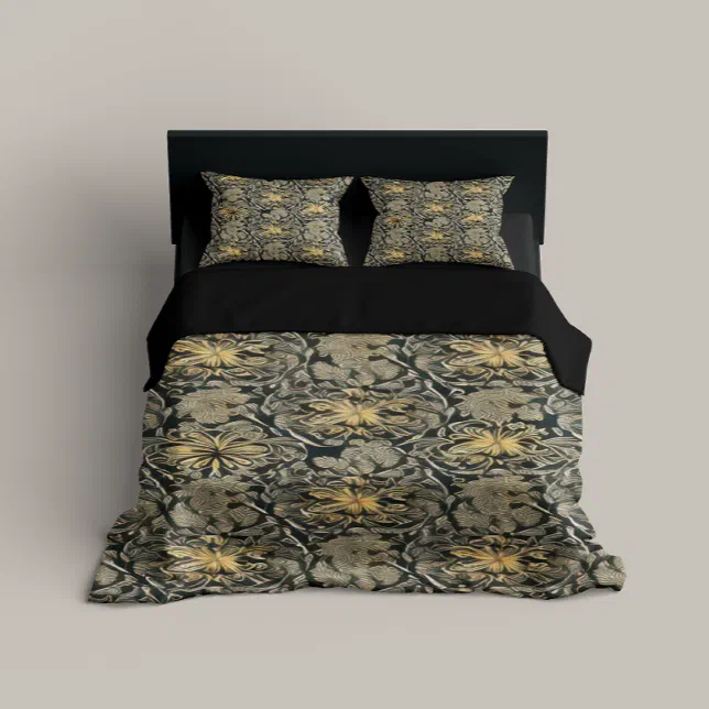 Gold Floral Pattern Duvet Cover Zazzle