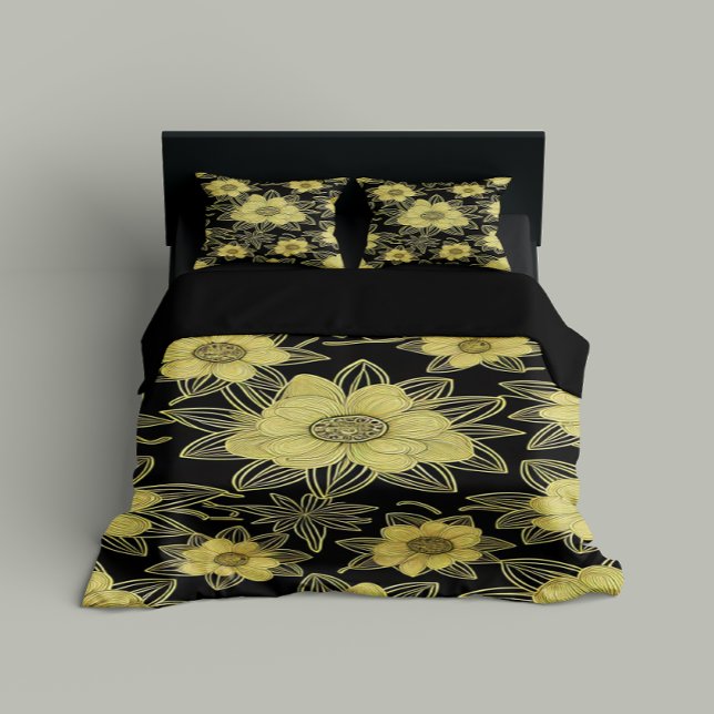 Gold Floral Pattern Duvet Cover (Creator Uploaded)