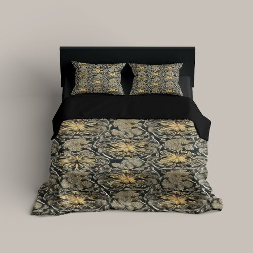 Gold Floral Pattern Duvet Cover