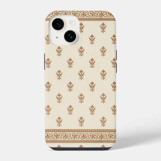 Gold Floral Pattern Iphone Case (Back)