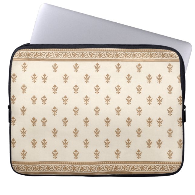 Gold Floral Pattern Laptop Sleeve (Front)
