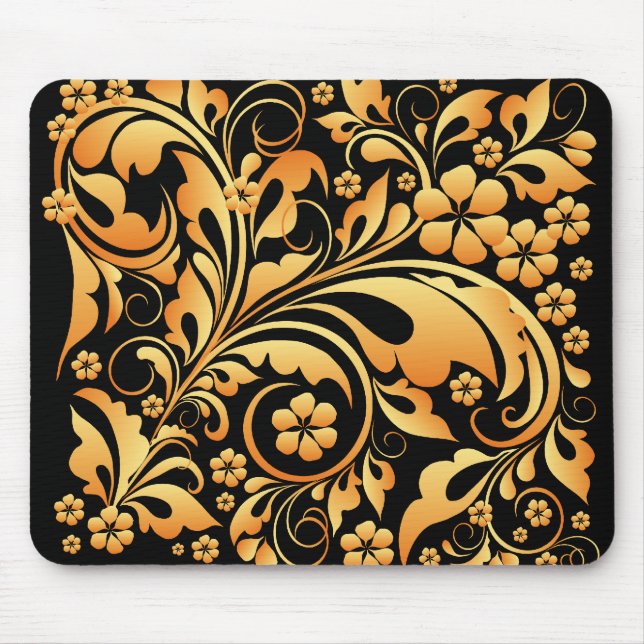gold floral pattern mouse pad (Front)