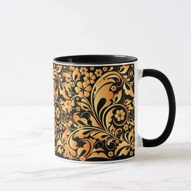 gold floral pattern mug (Right)