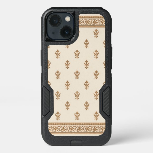Gold Floral Pattern Otterbox iPhone Case (Back)