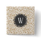 Gold Floral Pattern with Dark Gray Circle Monogram