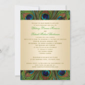 Gold Floral Peacock Feathers Wedding Invitation (Back)