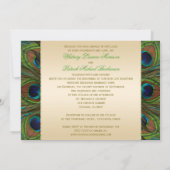 Gold Floral Peacock Feathers Wedding Invitation (Back)