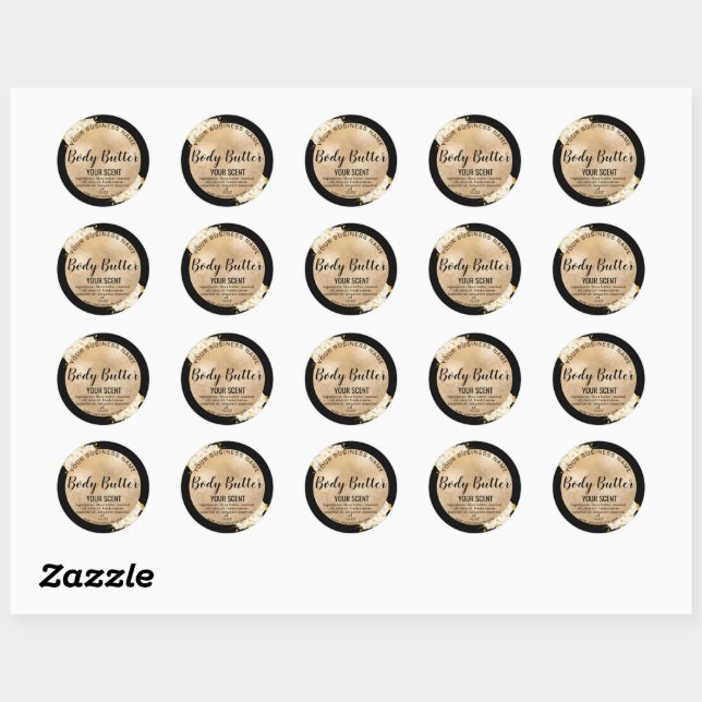 gold floral product label body butter (Sheet)