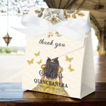 Gold Floral Quinceañera Butterflies Favor Boxes