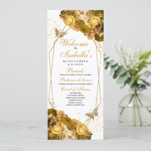 Gold Floral Quinceanera Program