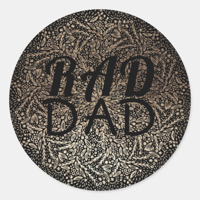 Gold Floral RAD DAD Formal Elegant Classic Round Sticker (Front)