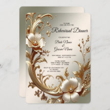 Gold Floral Rehearsal Dinner