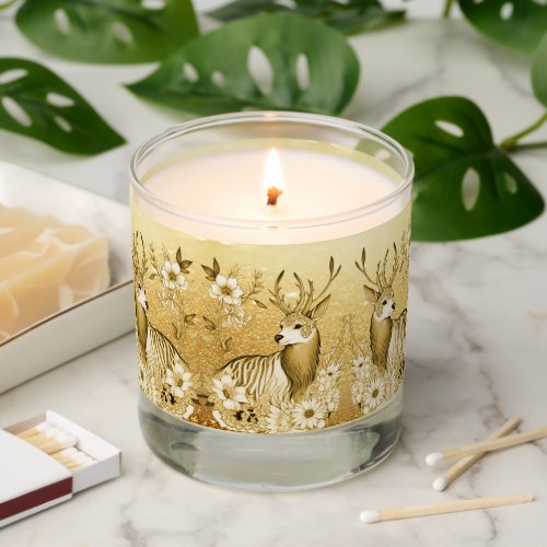 Gold Floral Reindeer Scented Jar Candle