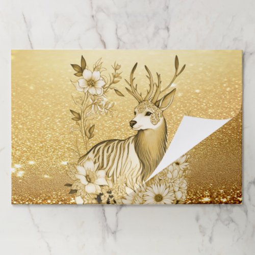 Gold Floral Reindeer Tearaway Placemat