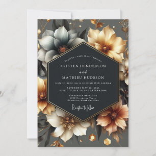 Gold Floral Romance Wedding Invitation